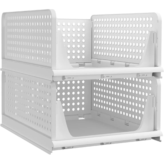 Tutuviw 2-Pack Folding Wardrobe Storage Box Plastic Drawer Organizer Stackable Storage Baskets Closet Container Home Office Bedroom Laundry Pull Out Drawer Dividers for Clothes,Toys Organization