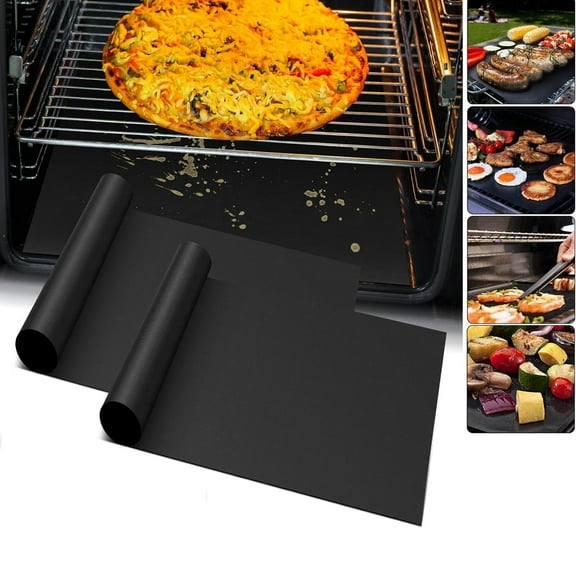 Tutuviw 2 Pack Non-Stick Oven Liners,Reusable 16x24 inch Heavy Duty Thickened Oven Mats,Fit Electric Gas Toaster Convection Microwave Ovens Grills,BPA Free (Black
