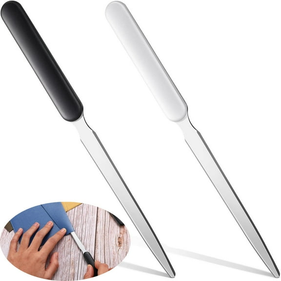 Tutuviw 2 Pcs 7.5"Stainless Steel Letter Opener,Envelope Opener Slitter,Mail Opener Blade,Envelope Opener Knife,Business Card Holder Letter Opener for Office Home Supplies,Black & White