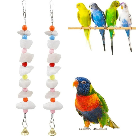 Tutuviw 2 Pcs Bird Toys with Cuttlebone,Natural Block Cage Hanging Toys,Bird Beak Grinding Toys,Cage Accessories for Parakeets,Cuttlefish Bone for Budgies,Lovebirds,Green Cheeks,Small to Medium Birds