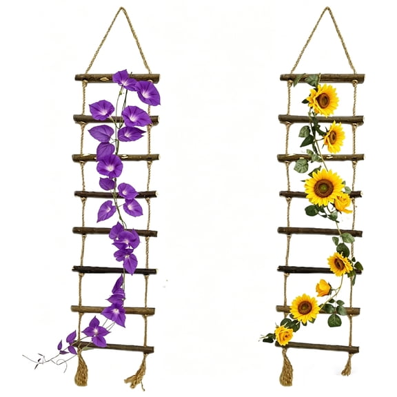 Tutuviw 2 Sets Climbing Plants Trellis, Natural Wood Ladder Style Plant Support, Plant Climbing Support Ladder for Vines & Climbers, Home Decor, Durable Plant Support System