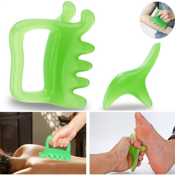 Tutuviw 2 in1 Fascia Cellulite Massage Tool,2Pcs Trigger Points Myofascial Release Tool,Handheld Back Body Resin Massager for Neck Shoulder,Tension Relief Plantar Fasciitis, Green