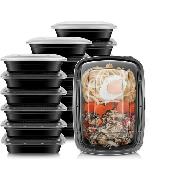 Tutuviw 20-Pack Reusable Meal Prep Containers 34 Oz Food Storage Containers with Clear Plastic Lid Take Out Disposable Plastic Bento Lunch Box Stackable, Microwave Dishwasher Freezer Safe