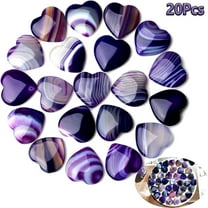 Tutuviw 20 Pcs 0.8 in Amethyst Quartz Crystals,Heart Natural Polished Crystal,Mini Healing Stone,Worry Stone Bulk,Love Carved Palm Thumb Gemstone for Reiki Energy Balancing Meditation