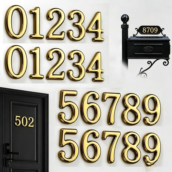 Tutuviw 20 Pcs Mail Box Numbers for Mailbox Outside,3D Gold Mailbox Numbers Stickers,0-9 Self-Adhesive Mailbox Numbers,2 in Door Address Number Signs,House Address Numbers for Apartment Office Cars