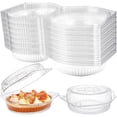 thumbnail image 1 of Tutuviw 20 Pcs 6 in Disposable Pie Containers, Clear Plastic Take Out Containers, Clamshell Takeout Tray With Hinged Locking Lids for Dessert Cakes Flan Cookies Salads Pasta Sandwiches, 1 of 7