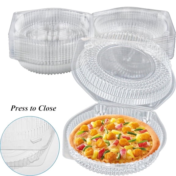 Tutuviw 20 Pcs 8" Plastic Disposable Pie Containers With Lids, Round Pie Keepers with Hinged Locking Lids, Flan Cake Containers for Transport Fruits Vegetables Storage Takeout Boxes