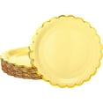 thumbnail image 1 of Tutuviw 20 Pcs 9" Scalloped Paper Plates with Gold Border, Disposable Plates Decorative Scalloped Plates, Dinnerware Mint Gold Rim, Cake Dessert Paper Plates for Party Supplies (Yellow), 1 of 8