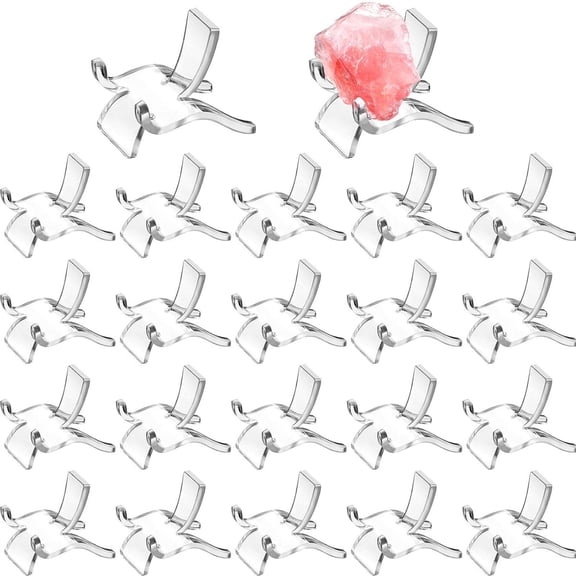 Tutuviw 20 Pcs Acrylic Display Holder for Rock,Clear Display Easel Stands Pedestal,Crystal Stands for Display Sphere,Collectibles Display Stands for Displaying Geodes Rock Mineral Agate Coral(Small)