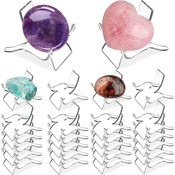 Tutuviw 20 Pcs Crystal Display Stand,2.2x1.7x1.9in Acrylic Rock Display Holder,Clear Display Easel Stands Pedestal,Collectibles Display Stands for Geodes Mineral Agate Fossil Coral Gemstone(Medium)