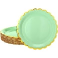 thumbnail image 1 of Tutuviw 20 Pcs Pastel Scalloped Edge Disposable Paper Plates 9 Inch, Party Paper Plates, Pastel Paper Plates with Gold Foil Edge for Dessert Cake Baby Shower Birthday Party (Mint Green), 1 of 8