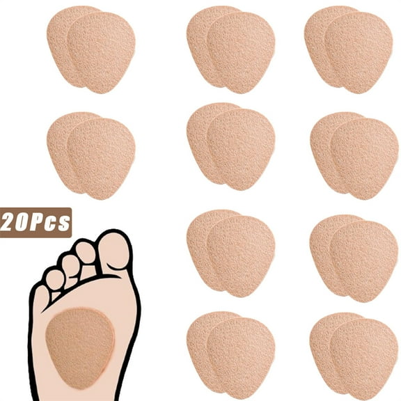 Tutuviw 20 Pieces Metatarsal Felt Foot Pads 1/4" Thick Foot Insert Pads Ball of Foot Cushion Relief Forefoot Support Adhesive Foot Pads for Balls of Feet for Women and Men(Skin Color)