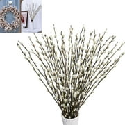 Tutuviw 20 Stems Real Dried PussyWillow Branches for Vase,12in Natural PussyWillows with White Flowers,Dried Flowers Twigs with White Willows,Real Snow Willow Branches for Indoor Outdoor Decor