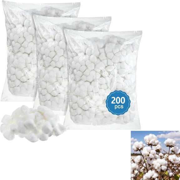 Tutuviw 200 Count Cotton Balls, Soft Absorbent Cotton Balls, Multi-Purpose Soft Natural Cotton Balls for Facial Treatments, Nails and Make-Up Removal, Applying Tonics and Cleansers