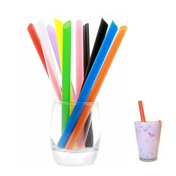 Tutuviw 200 Pcs Jumbo Plastic Drinking Straws, Disposable, Multi Colored, Extra Large and Wide, 0.43" Wide x 9.4" Long, BPA Free Perfect for Smoothie Milkshake Slushies or Bubble/Boba Tea