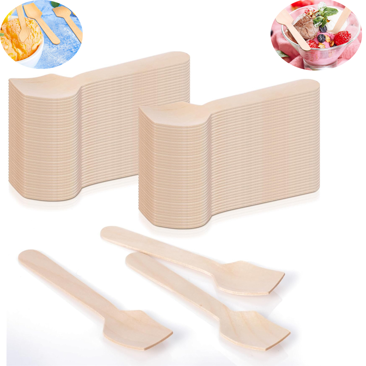 Tutuviw 200 Pcs Mini Wooden Spoons for Ice Cream,4