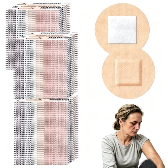 Tutuviw 200Pcs Round Bandages for Face Sensitive Skin,1in Fabric Adhesive Circular Bandages,Sterile Latex Free Bandage witn Nonstick Pad for Sensitive Fragile Skin Wound Protection Care