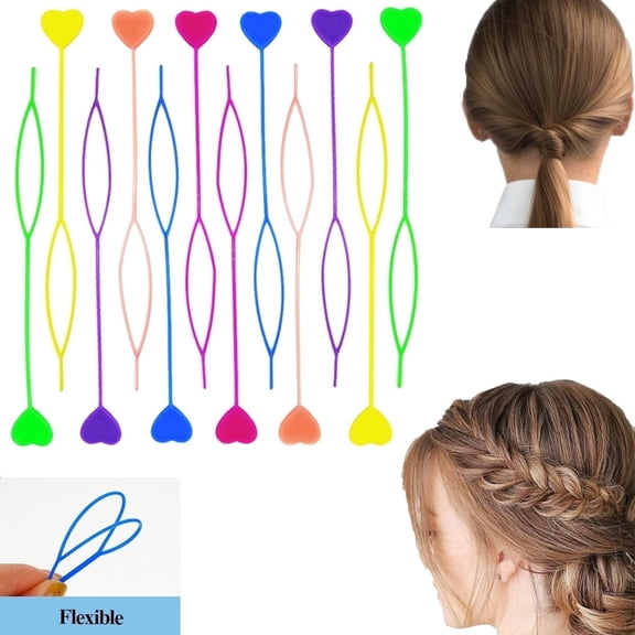 Tutuviw 20Pcs Quick Beader for Loading,Quick Hair Beader Tool,Plastic Ponytail Maker,Elastic Hair Braiding Set,Automatic Threader Braid Loop for Women Plait Styling Accessories Supplies (Multicolore)