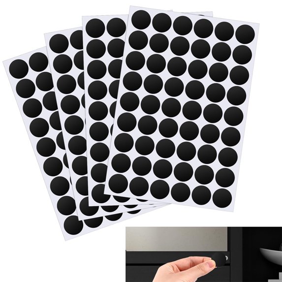 Tutuviw 216Pcs 4Sheets Screw Hole Round Stickers, Self Adhesive Screw Hole Covers Caps Stickers, Dustproof Sticker Decals for Various Wooden Furniture Accessories (0.83inch/21mm, Black)