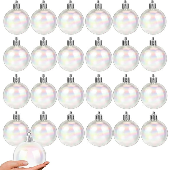 Tutuviw 24 Pcs 2in Christmas Iridescent Ornaments Clear Rainbow Ball Christmas Hanging Decorations Plastic Shatterproof Ball for Xmas Tree Holiday Wedding Party Decor (Clear Rainbow)