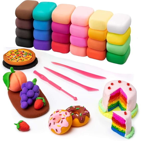 Tutuviw 24 Pcs Colors Air Dry Clay with 3 Sculpting Tools Modeling Clay for DIY Molding Clay Soft & Ultra Light and Easy to use Art Crafts Best Gift for Boys & Girls
