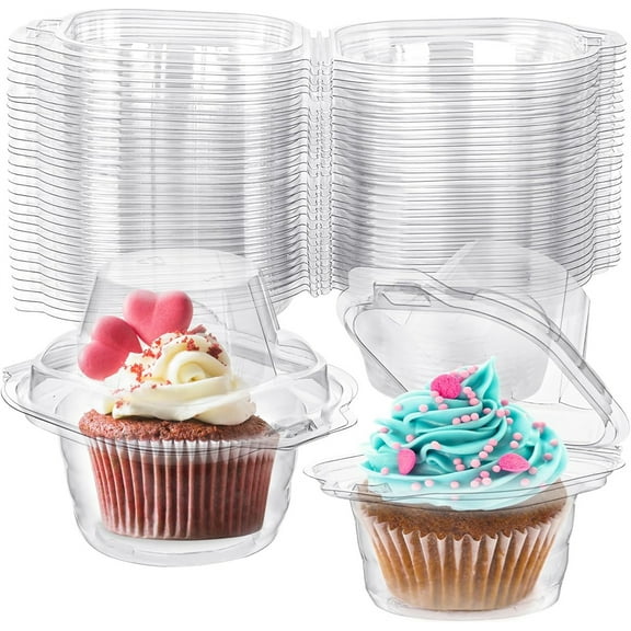 Tutuviw 25 Pack Individual Cupcake Containers with Lid,Clear Plastic Disposable Cupcake Boxes,Single Cupcake Holder,Bulk Plastic Cupcake Muffin Container Carrier Boxes to Go,BPA-Free