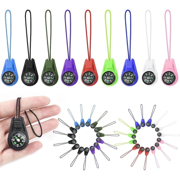 Tutuviw 25Pcs Compass for Kids Bulk,Multi-Color Mini Survival Compass,Outdoor Pocket Compass,Mini Compass Keychain Bulk for Hiking Survival Kits Watchband Bracelet Necklace Key Chain