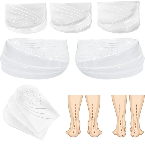Tutuviw 2Pcs 3 Layers Heel Inserts for Height Increase Gel Supination Insoles,Washable Heel Wedge Inserts Reusable Adjustable Heel Insoles,Correction Shoe Pads for Easy Placement for Daily Use