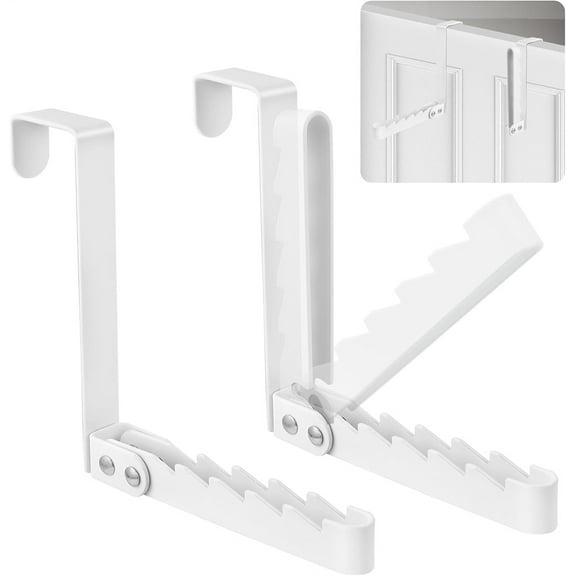 Tutuviw 2Pcs Foldable Over-Door Hanger Foldable Over Door Drying Laundry Rack Hooks Over Door Towel Racks for Hanging Clothes Bedroom Bathroom, White