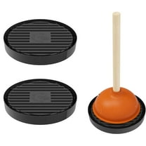 Tutuviw 2 Pcs Plunger Mat, Dries Quickly Plunger Tray, Air Drying Mat for Toilet Plunger, Toilet Plunger Holder Only, Plunger Holder Catches Drips Wicks Water from Plunger for Kitchen, Black