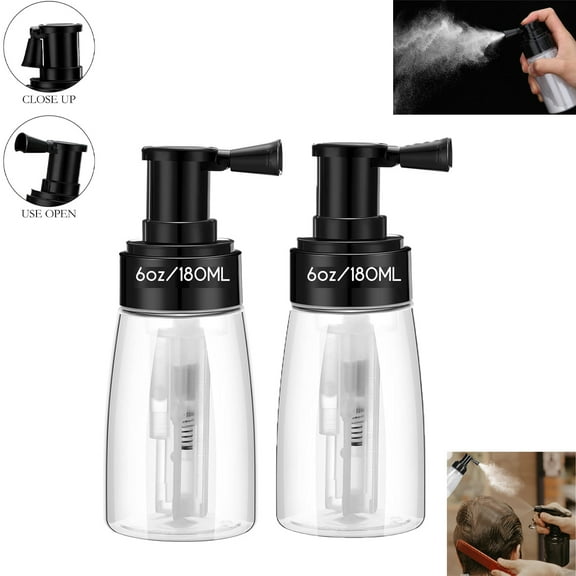 Tutuviw 2Pcs Powder Bottle Spray for Dry Shampoo,180ml Travel Powder Container Dispenser,Plastic Powder Storage Bottle,Portable Hairdressing Tools with Locking Nozzle for Skincare,Hair Styling