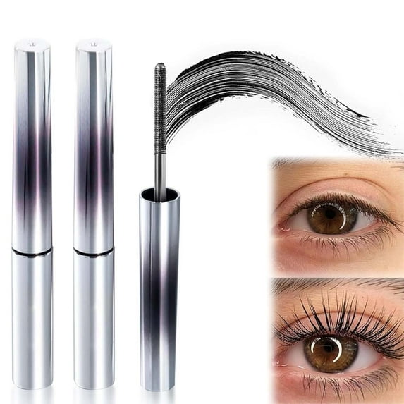 Tutuviw 2Pcs Steel Pipe Eyelash Mascara Primer,Eyelash Primer Before Mascara,Long-Lasting Curl-Enhancing Mascara,Waterproof Mascara Volume and Length for Women,No Flaking(Black)