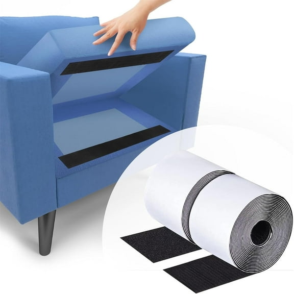 Tutuviw 2Rolls Hook and Loop Tape with Adhesive,Heavy Duty Couch Cushion Grip Tape,Double Sided Strip Roll to Prevent Sliding,Keep Sofa Cushions from Sliding,Non-Slip Couch Cushion Grip Accessories