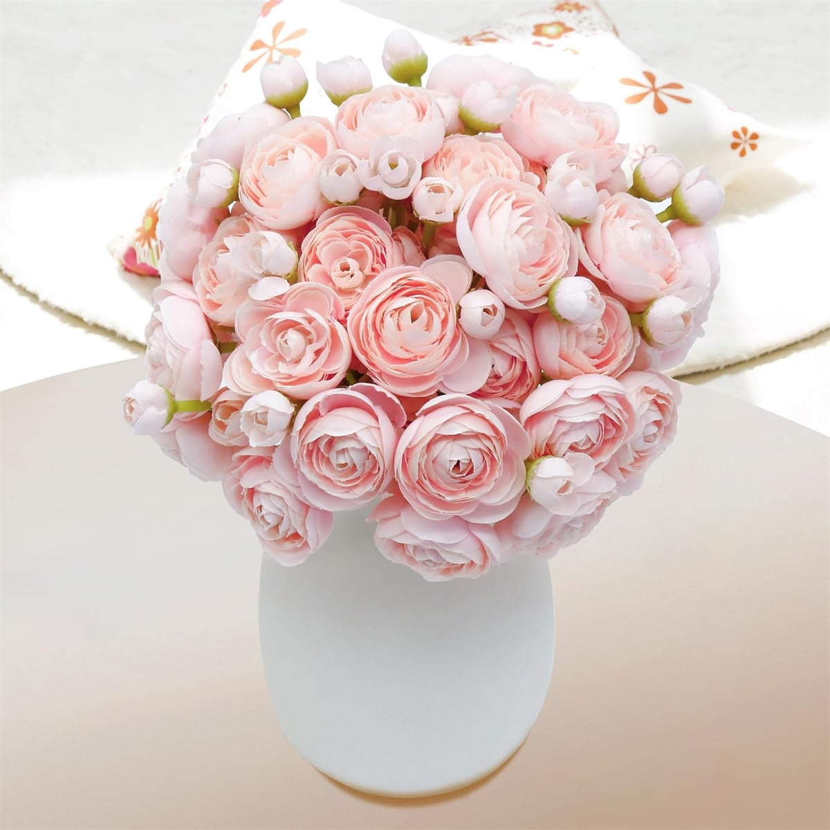Tutuviw 3 Bouquets Faux Ranunculus Flowers, 18 Pcs Pink Artificial ...
