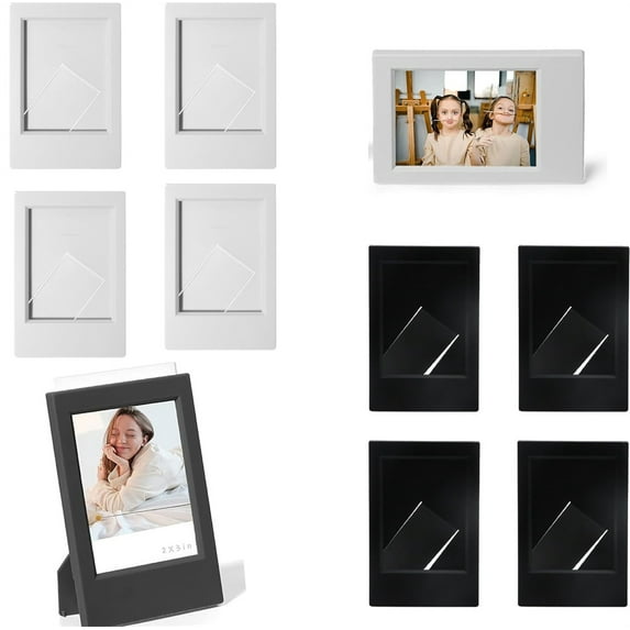 Tutuviw 3 Inch Film Photo Frame, 8 Pack Picture Frame Mini Picture Frames Set, Wall Decor TableTop & Wall Mount Photo Frame Vertical, Modern Design for Table Decoration & Gift (Black+Grey)