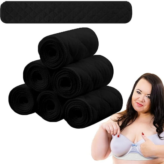 Tutuviw 6 Pcs 3 Layer Cotton Bra Liners Under Breast Sweat Absorber Cotton Pads Under Bra Sweat Liners to Absorb Sweat,Under Breasts Washable Breast Pads Breathable Boob Sweat Liners for Women(Black)