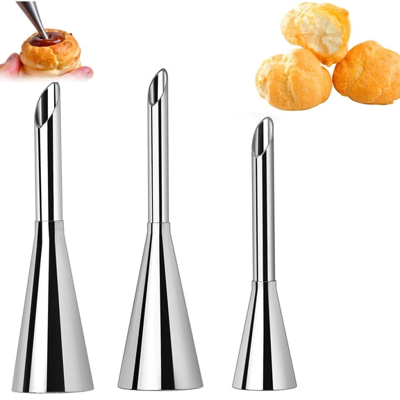 Tutuviw 3 Pcs Cream Icing Piping Nozzle, Small Pastry Icing Piping Decorating Tools, Multipurpose Pastry Piping for Cupcakes Cream Puffs Cookies Cakes Decorating (3 Size)