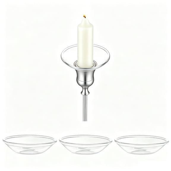 Tutuviw 3 Pcs Glass Bobeches for Candlestick Holders Candle Drip Protectors Clear Candle Wax Catcher Rings for Dinner Table Candles Wedding Party Home (Round, Clear)