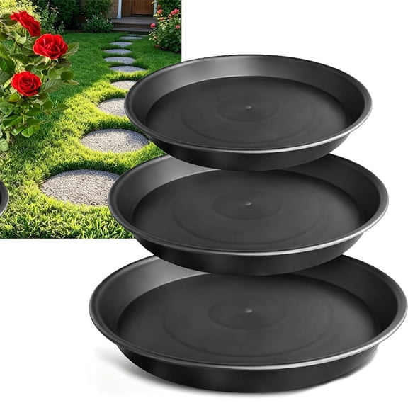 Tutuviw 3 Size Round Stepping Stone Mold,Cement Molds for Concrete,Plastic Concrete Molds for Casting Garden Pavement Precast and Forms Walkway (10"/11.4"/12.6", Black)