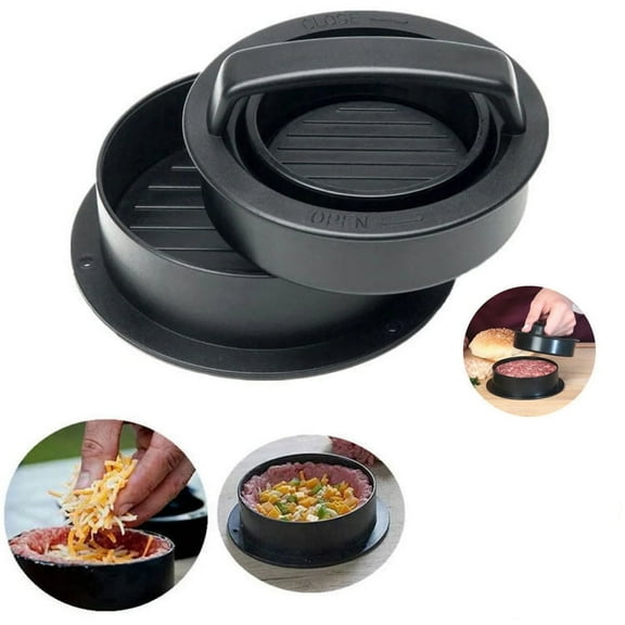 Tutuviw 3 in 1 Non Stick Hamburger Patty Maker,Stuffed Burger Press Patty Maker Rings Molds Kit, Sausage Patty Press for Slider, Pattie, Grilling