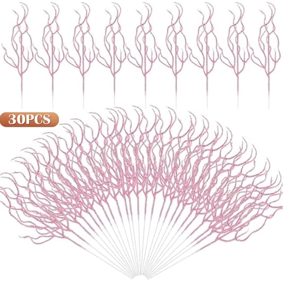 Tutuviw 30 Pcs 13in Glitter Christmas Picks Christmas Tree Filler Branches, Christmas Tree Sticks Filler Twigs for Xmas Floral Picks Sprays Crafts Party Festive Home Tree Decoration(Pink)