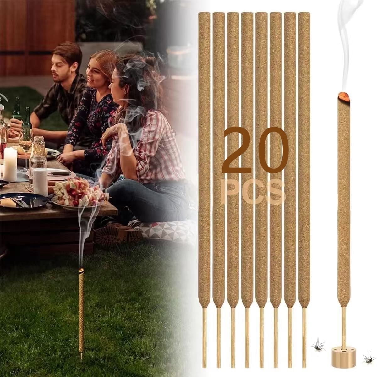 Tutuviw 20 Pcs Mosquito Repellent Incense Sticks Natural Citronella Incense Sticks for Outdoor Aromatic Incense Sticks,Delightful Smelling Natural Stick for Patios Camping (Brown)