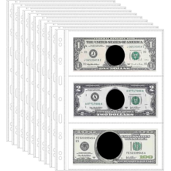 Tutuviw 30 Sheets 180 Pockets Dollar Bill Holder Pages Currency Sleeves for Binder Paper Money Collection Supplies Pages Banknote Holders Protector Sleeves with 8 Hole for Collectors