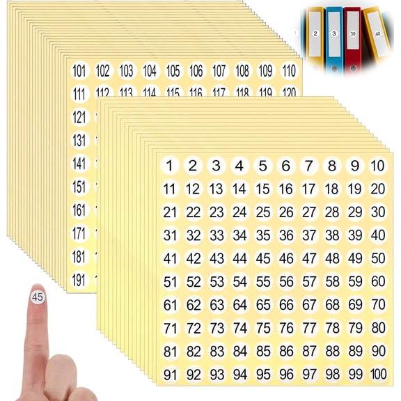 Tutuviw 3000 Pcs Round Number Stickers Labels 30 Sets 1-200 Consecutive Number Sticker 0.4 Inch Round Self Adhesive Stickers Inventory/Storage Organizing Stickers