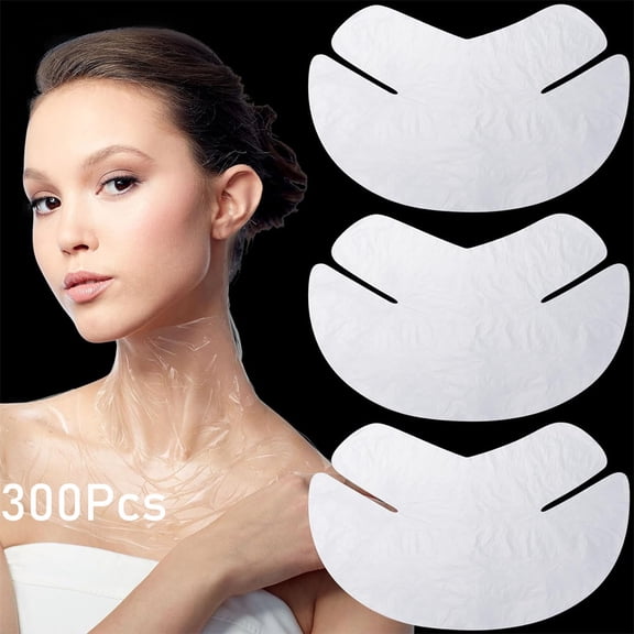 Tutuviw 300Pcs Disposable Neck Wrinkle Mask Neck Wrinkle Paper Sheets Moisturizer Mask Plastic Neck Mask Paper Sheets Wrapped Cling Mask Cover Film for DIY Skin Care Moisturizing Firming