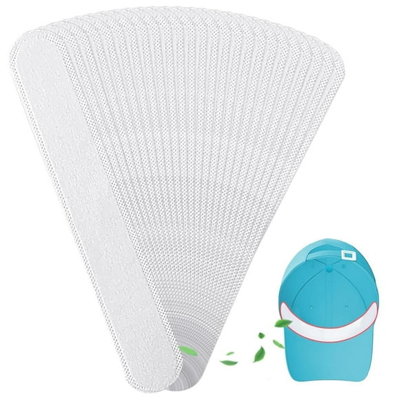 Tutuviw 30Pcs Hat Liner Cap Protection Insert Headband,9 x 1.45in Hat Sweatband Breathable Soft Hat Sweat Liner Pads for Tennis Hunting Hat Moisture Absorbing Supplies - White Cap Line