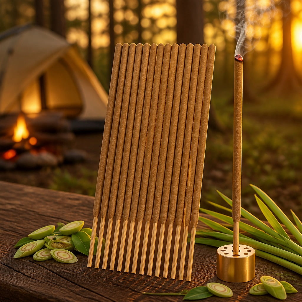 Tutuviw 20Pcs Natural Mosquito Incense Sticks Citronella Incense Sticks,Long Burning Natural Incense,Brown High Visibility Incense Stick for Patios Heal Calm Body & Environment