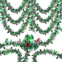Tutuviw 5Pcs Christmas Green Red Tinsel Garland Green Red Berry Christmas Garland Shiny Metallic Twist Christmas Garland for Xmas Tree Decoration Holiday Party Indoor Outdoor