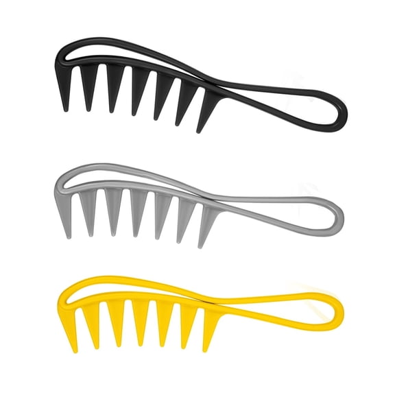 Tutuviw 3pcs Wide Tooth Comb, Large Tooth Comb Wide Tooth Curl Comb Shark Teeth Hair Barber Hairstyle Tool for Curly Wet Wavy Thick Hair Wigs Barber Salon (Black, Grey,Yellow)