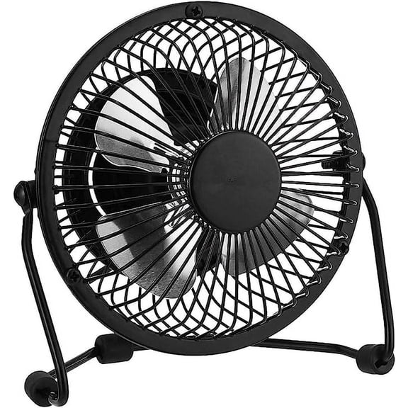 Tutuviw 4 Inch Personal Metal USB Powered Desktop Fan Black
